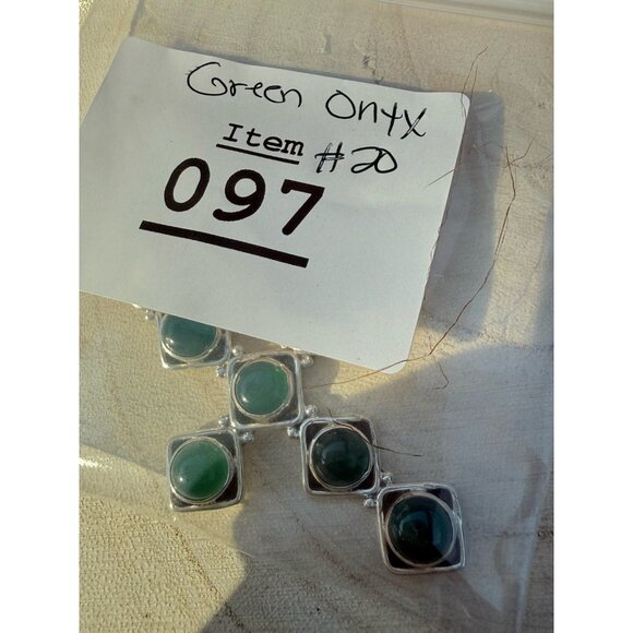 Artisan Sterling Silver Cross Pendant G Onyx  Cabochon Stones Religious Crucifix - Picture 9 of 10